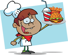 Cheerful Chef with a Delicious Burger Delight PNG