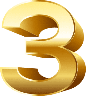 Golden Number Pad Digit Three Design PNG