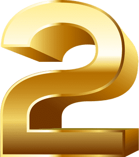 Golden Number Pad Design Featuring the Number 2 PNG