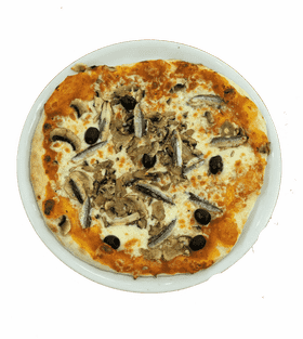 Mushroom and Anchovy Delight Pizza PNG
