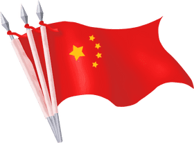 Chinese Party Flag with Spear Design PNG