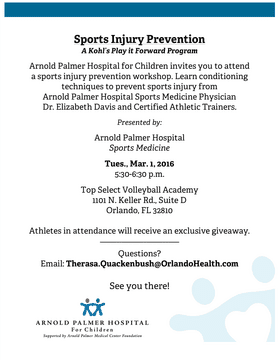 Arnold Palmer Hospital Sports Injury Prevention Workshop PNG