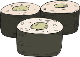 Delicious Green Sushi Rolls Delight PNG