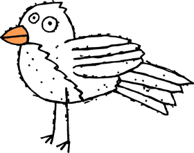 Whimsical Doodle Bird with Quirky Features PNG