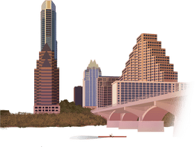 Reflections of a City Skyline at Dusk PNG