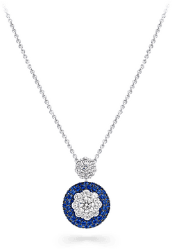 Elegant Blue Floral Necklace Pendant PNG