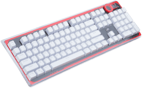 Sleek White and Red Mechanical Keyboard Design PNG