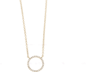 Elegant Circle Diamond Necklace Pendant PNG