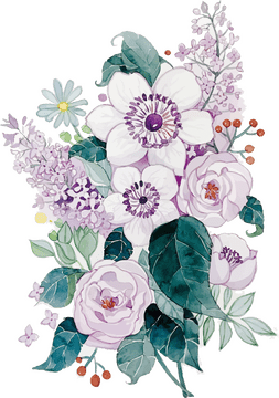 Delicate Floral Harmony A Bouquet of Beauty PNG