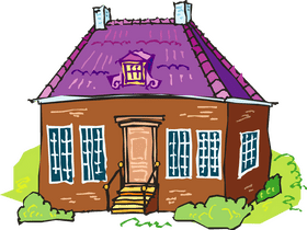 Charming Vintage House with Colorful Roof PNG