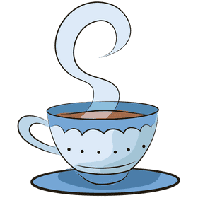 Charming Blue Tea Cup with Whimsical Steam PNG