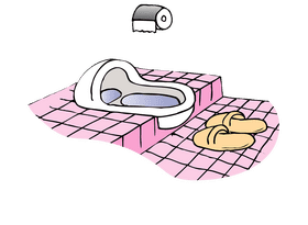 Modern Bathroom Setup with Toilet Paper Essentials PNG