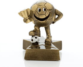 Cheerful Soccer Trophy Figurine PNG