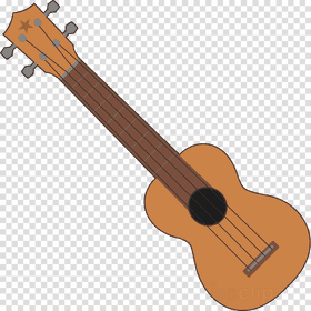 Wooden Musical Instrument with Four Strings PNG
