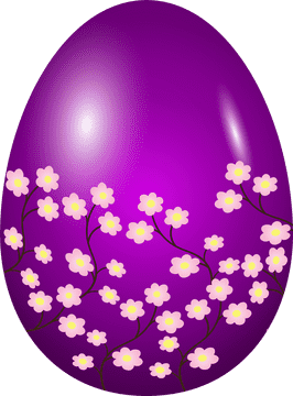 Spring Blossoms on a Purple Egg PNG