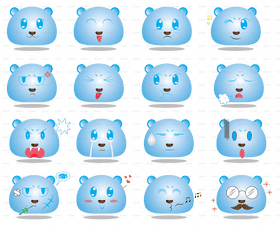 Emoticon Bear Expressions Collection PNG