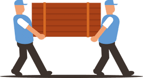 Two Workers Carrying a Cardboard Box PNG