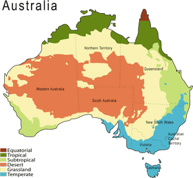 Climate Zones Map of Australia PNG