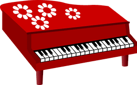 Charming Red Piano with Floral Embellishments PNG