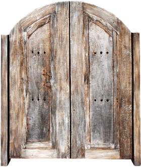 Rustic Archway Wooden Double Door PNG