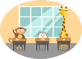 Animal Classroom Adventure Learning Together PNG