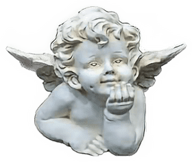 Whimsical Marble Statue of a Cherubic Angel PNG