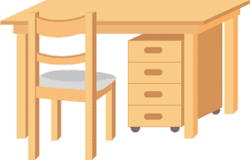 Minimalist Desk Organizer with Rolling Drawers PNG