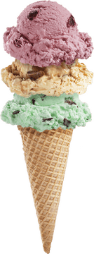 Triple Delight Ice Cream Cone Symphony PNG