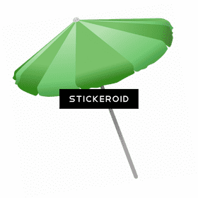 Vibrant Green Beach Umbrella for Sunny Days PNG