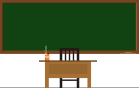 Empty Classroom with Blackboard and Desk PNG