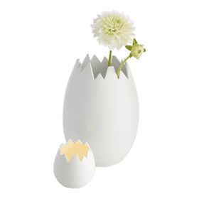 Chic Eggshell Vase with Floral Accent PNG