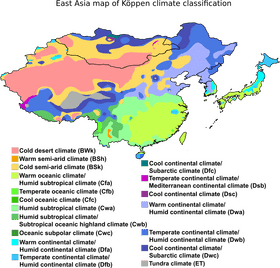 Colorful Climate Zones Map of Asia PNG