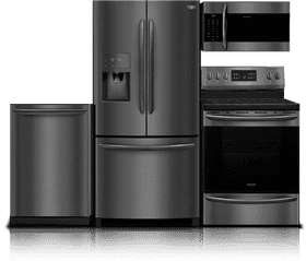Modern Home Appliance Kitchen Suite in Sleek Black PNG