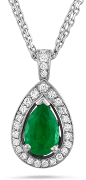 Elegant Emerald Gemstone Pendant with Diamond Accents PNG