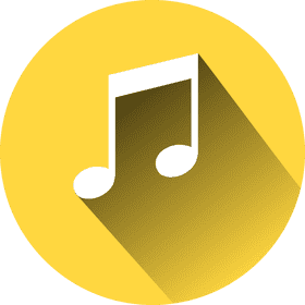 Bright Yellow Music Note with Shadow PNG