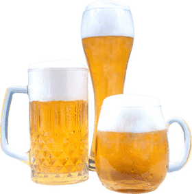 Refreshing Collection of Beer Glasses PNG