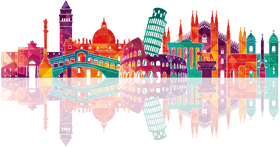 Vibrant City Skyline A Kaleidoscope of Architecture PNG