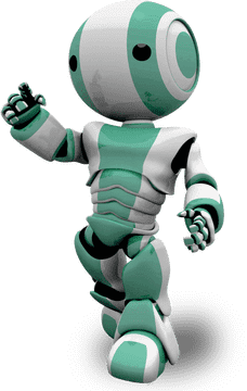 Friendly Robot Companion in Motion PNG