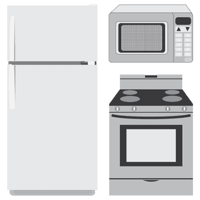 Essential Home Appliance Trio Fridge Microwave Stove PNG