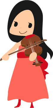 Charming Violinist in Elegant Dress PNG