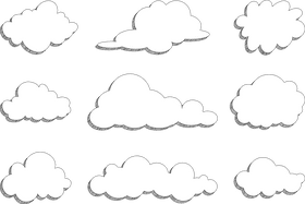 Dreamy Cloud Collection on a Black Canvas PNG