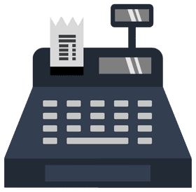 Modern Cash Register with Receipt Display PNG