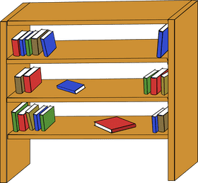 Colorful Bookshelf Full of Knowledgeable Books PNG