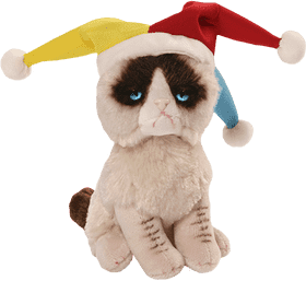 Grumpy Cat Plush Toy with Jester Hats PNG