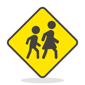 Caution Child Safety Crossing Zone PNG