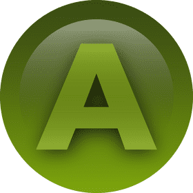 Green Button with Bold Letter A PNG