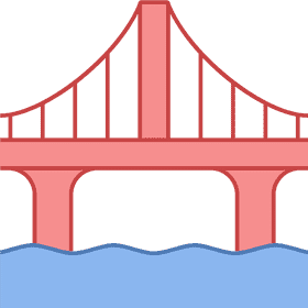 Colorful Modern Bridge Over Tranquil Waters PNG