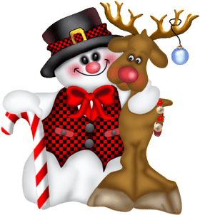 Snowman and Reindeer Festive Friendship Cheer PNG