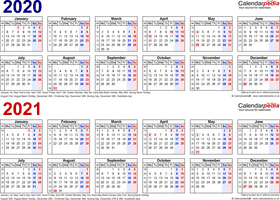 Comprehensive Yearly Calendar Overview 2020-2021 PNG