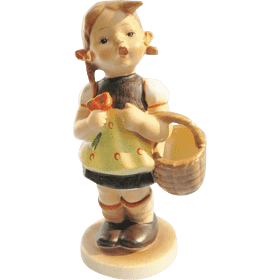 Charming Figurine of a Girl with a Basket PNG